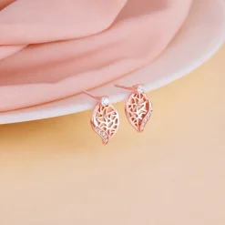Rose Gold Leafy Filigree Earrings
