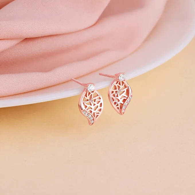 Rose Gold Leafy Filigree Earrings