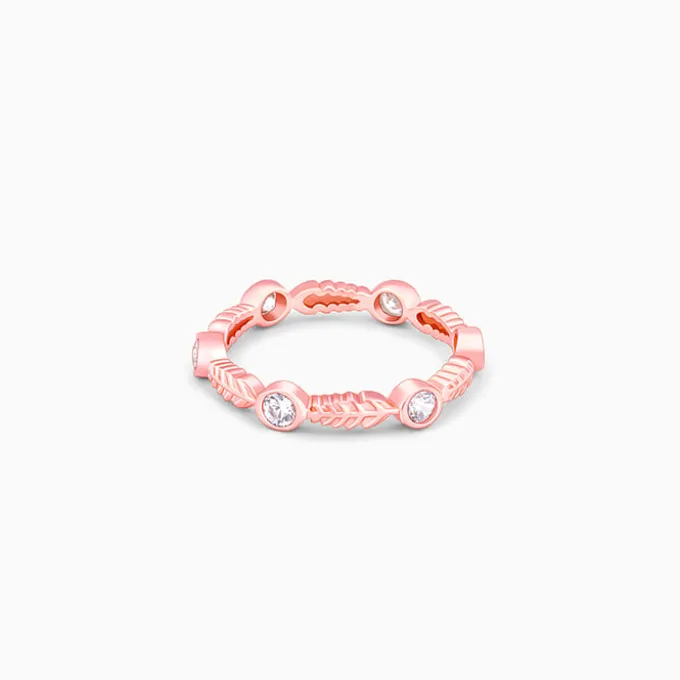 Rose Gold Leafy Zirconia Ring