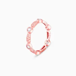 Rose Gold Leafy Zirconia Ring