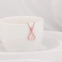 Rose Gold Line Heart Pendant with Box Chain