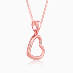 Rose Gold Line Heart Pendant with Box Chain