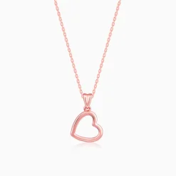 Rose Gold Line Heart Pendant with Box Chain
