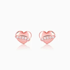 Rose Gold Locket Love Stud Earrings