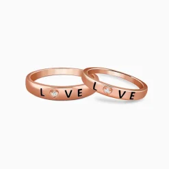 Rose Gold Love Letter Couple Rings