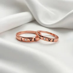 Rose Gold Love Letter Couple Rings