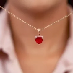 Rose Gold Loving in Red Pendant With Link Chain