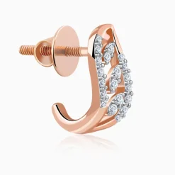Rose Gold Luna J-hoop Lab Grown Diamond Earrings