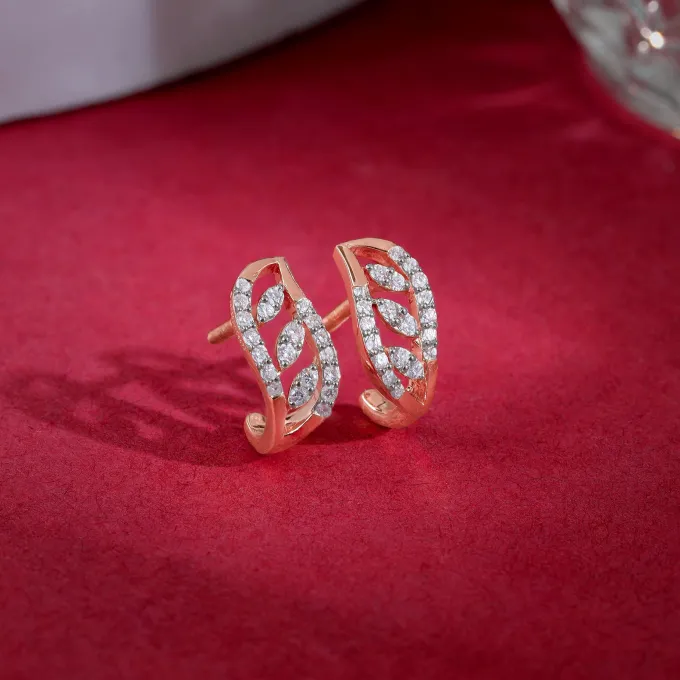 Rose Gold Luna J-hoop Lab Grown Diamond Earrings