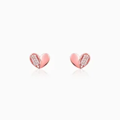 Rose Gold Made for Each Other Stud Earrings