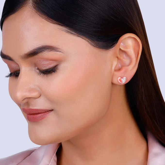 Rose Gold Made for Each Other Stud Earrings