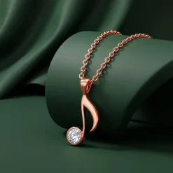 Rose Gold Melody Pendant With Link Chain