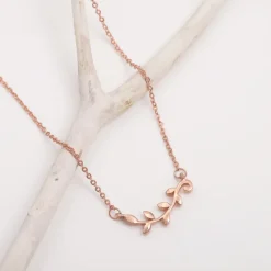 Rose Gold Minimal Leaf Pendant