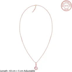 Rose Gold Minimal Zircon Pendant with Link Chain