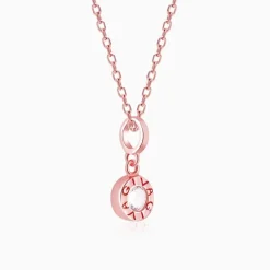 Rose Gold Minimal Zircon Pendant with Link Chain
