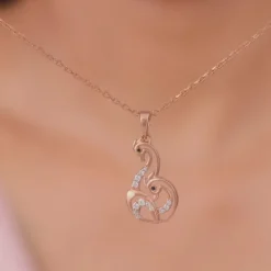 Rose Gold Mridul Mor Pendant With Link Chain