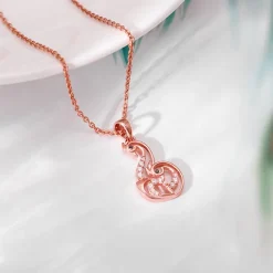 Rose Gold Mridul Mor Pendant With Link Chain