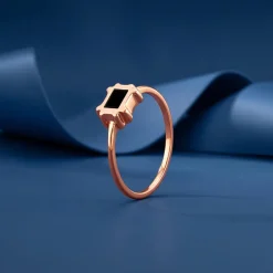 Rose Gold Obsidian Bloom Ring (Size 12)
