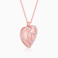 Rose Gold One Heart Pendant With Link Chain