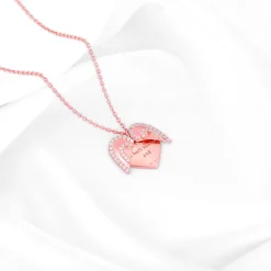 Rose Gold One Heart Pendant With Link Chain
