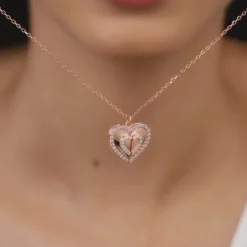 Rose Gold One Heart Pendant With Link Chain