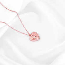 Rose Gold One Heart Pendant With Link Chain