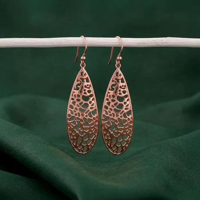 Rose Gold Oval Filigree Earrings