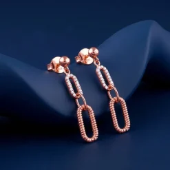 Rose Gold Paperclip Drip Earrings
