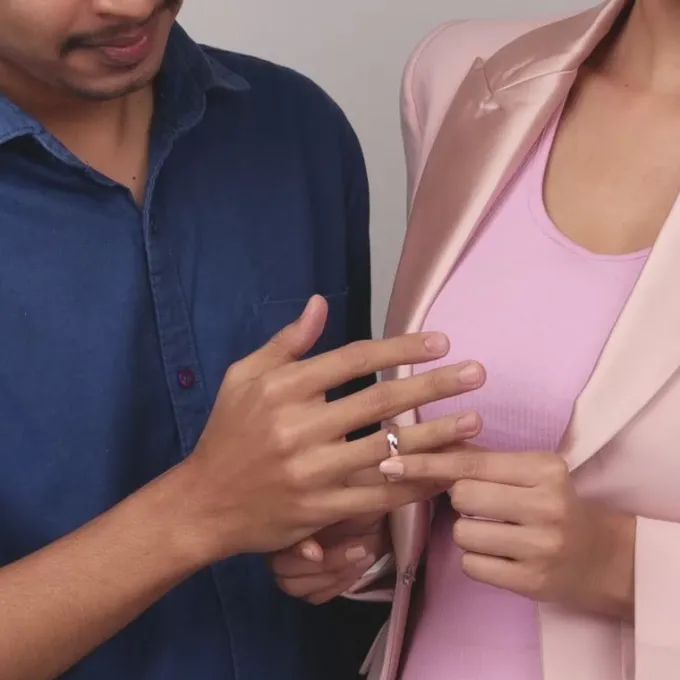 Rose Gold Partners in Fun Couple Bands