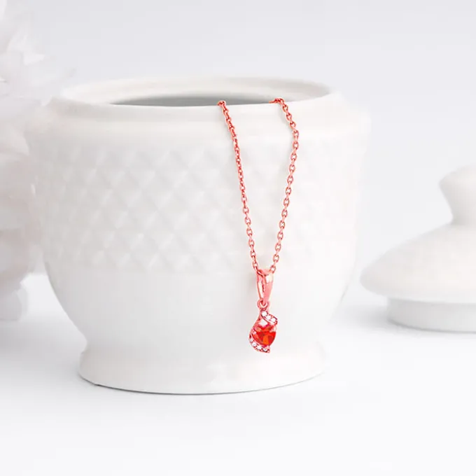 Rose Gold Passion Pendant With Link Chain