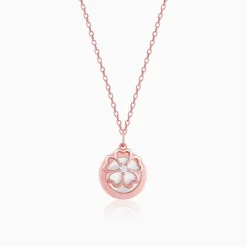 Rose Gold Pea Flower Pendant with Link Chain