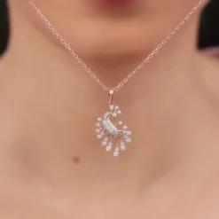 Rose Gold Peacock Lab Grown Diamond Pendant