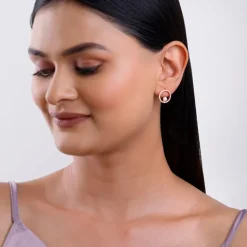 Rose Gold Pearl Halo Earrings