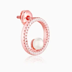 Rose Gold Pearl Halo Earrings