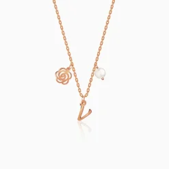 Rose Gold Pearl Rosey Personalised Necklace