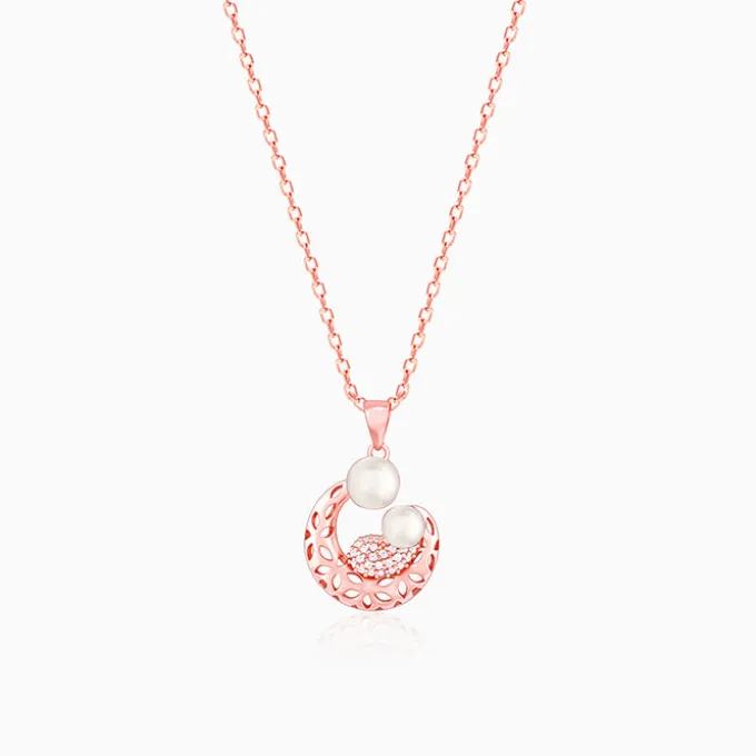 Rose Gold Pearlescent Cuddle Pendant With Link Chain