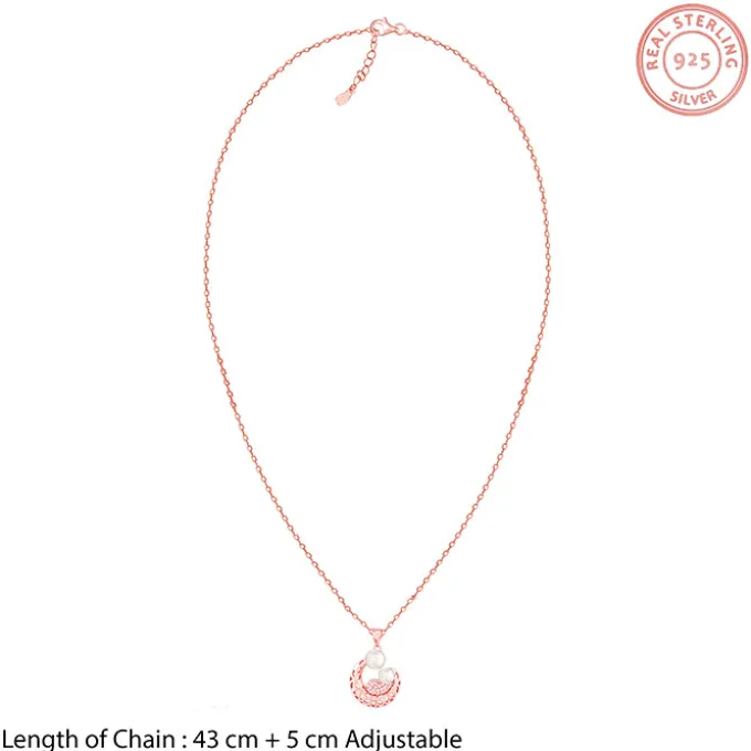Rose Gold Pearlescent Cuddle Pendant With Link Chain