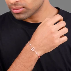 Rose Gold Personalised Alpha Initial Bracelet For Him
