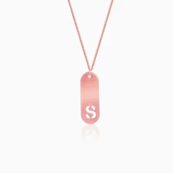 Rose Gold Personalised Alpha Tag Initial Pendant For Him