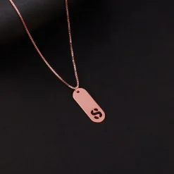Rose Gold Personalised Alpha Tag Initial Pendant For Him