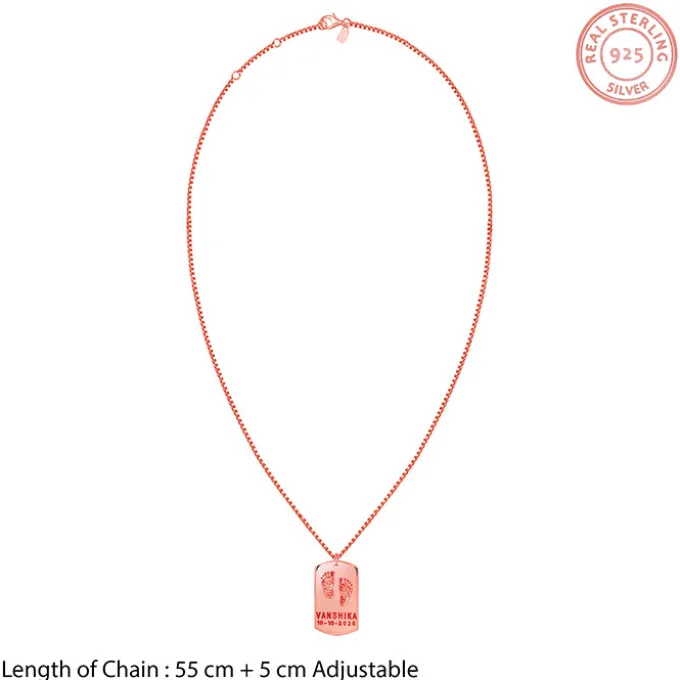 Rose Gold Personalised Baby Foot Print Pendant For Him