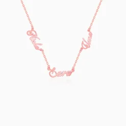 Rose Gold Personalised Bestie Trio Name Necklace
