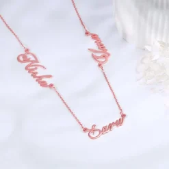 Rose Gold Personalised Bestie Trio Name Necklace
