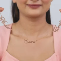 Rose Gold Personalised Bestie Trio Name Necklace