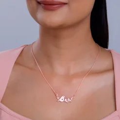 Rose Gold Personalised Birdie Initial Necklace