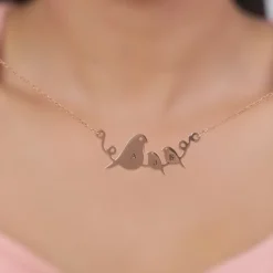 Rose Gold Personalised Birdie Initial Necklace
