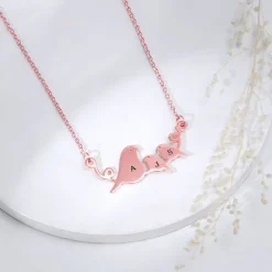 Rose Gold Personalised Birdie Initial Necklace