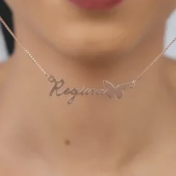 Rose Gold Personalised Butterfly Pendant
