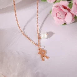 Rose Gold Personalised Chic Initial Necklace