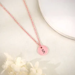 Rose Gold Personalised Classic Initial Pendant with Link Chain